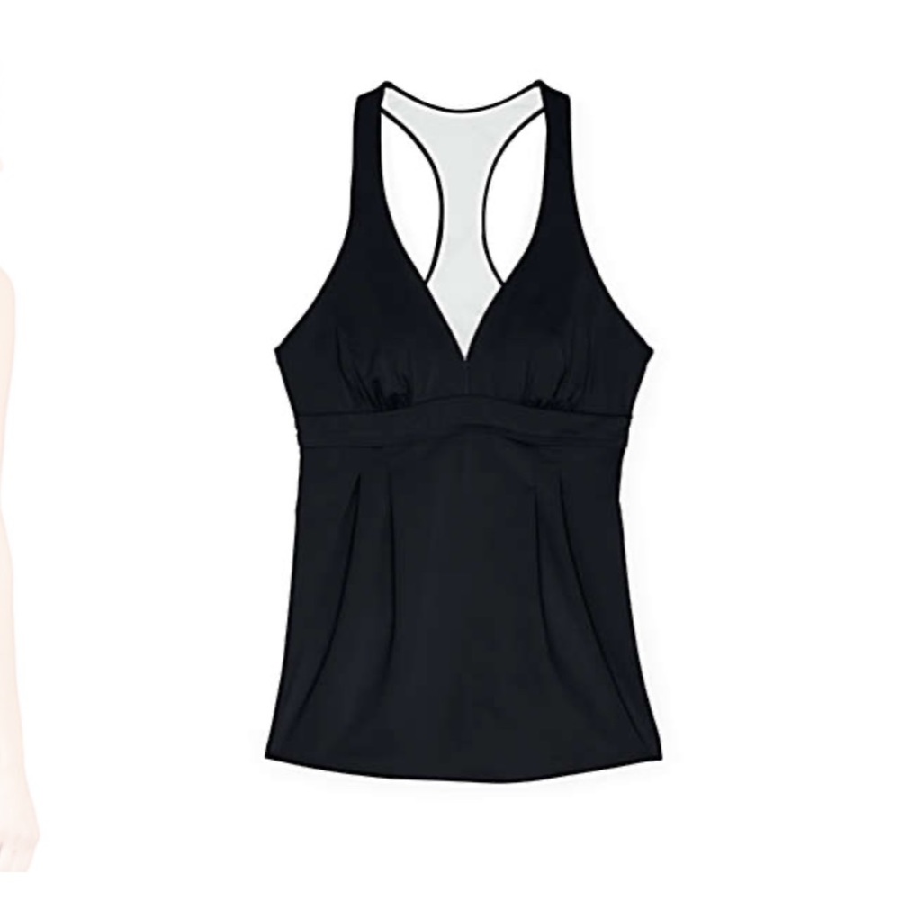 lands End  V-Neck Racerback Flutter BLACK - Picture 6 of 6